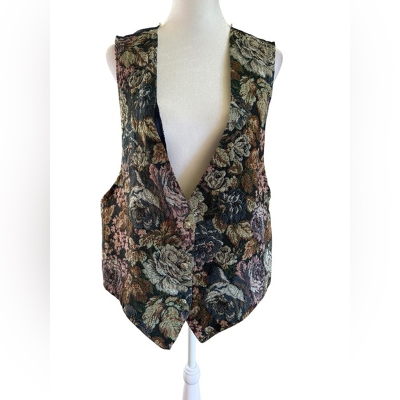 Vintage Floral Tapestry Vest by Backroad Blues EUC Womens size XLarge Hand Wash - Picture 1 of 6